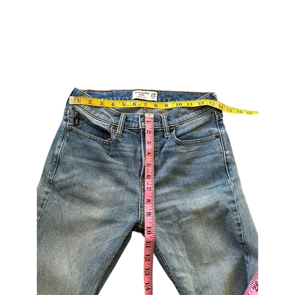 Abercrombie Kids Skinny 5 Pocket Design Light Wash Blue Jeans Size Slim 15/16 - Picture 6 of 9